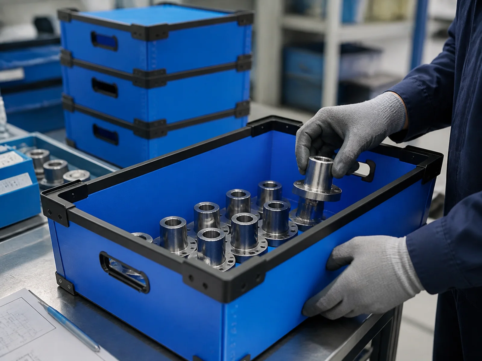 Reusable containers in an industrial circulation route